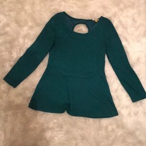 Teal Anthropologie Peplum Blouse